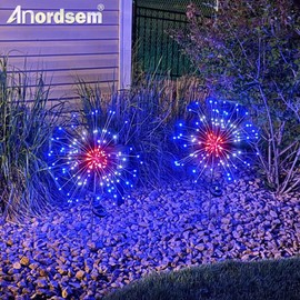 Anordsem Solar Lights Outdoor Waterproof: Garden Light Solar Powered for Yard Outside - LED Sparkler Fireworks Colorful Lighting Patio Decor 6 Pack - Gardening Gifts for Women Men Gardener