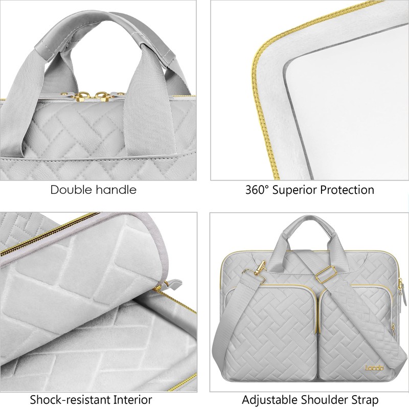 Lacdo 360° Protective Laptop Shoulder Bag, 16 inch Laptop Bag