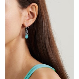 DOLIOX Real Turquoise Earrings Jewelry for Women 925 Sterling Silver Genuine Celtic Knot Vintage Boho Earring with Native Southwest Style