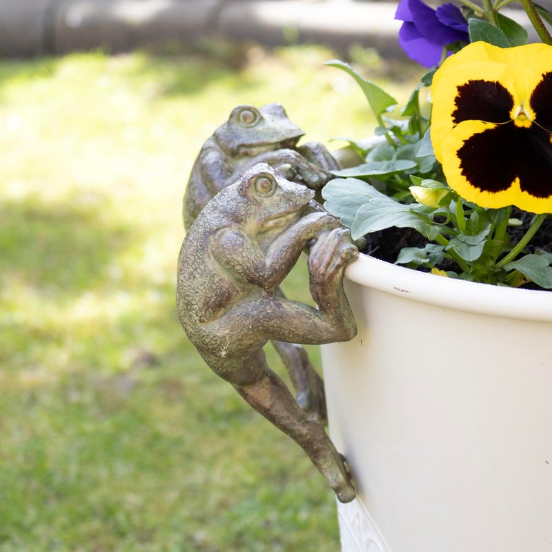 Darthome Set Of 2 Frog Pot Hangers 7x14x6cm Resin Green