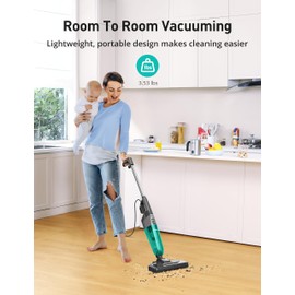 Small Vacuum Cleaner, Aspiron Corded Stick Vacuum Cleaner with 20kPa Powerful Suction & 0.88QT Dust Cup and 32ft Power Cord, 5-in-1 Handheld Lightweight Bagless vacuum cleaner carpet and floor for Pet