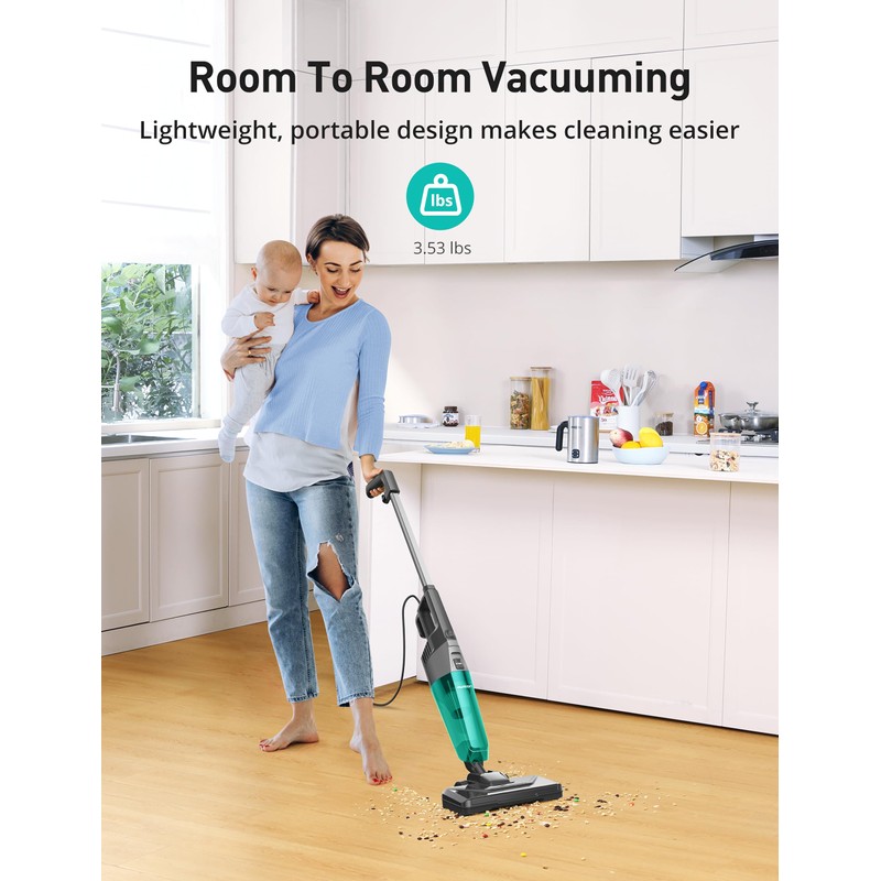 Small Vacuum Cleaner, Aspiron Corded Stick Vacuum Cleaner with 20kPa
