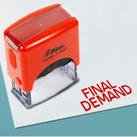 Printtoo Final Demand Self Inking Rubber Stamp Pre,Inked Office Stamp, Home Office Business Stationery, 38 x 14 mm, Red