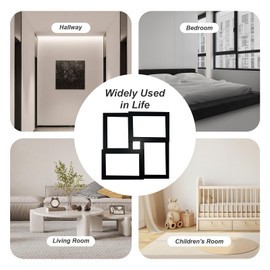 Gentpovth 4 Photos Collage Frame 12 x 12 Inch Black Modern Photo Frame, Clear Acrylic Plate, Photo Frame Collage Table Decoration, for Family and Memories, Standing and Hanging