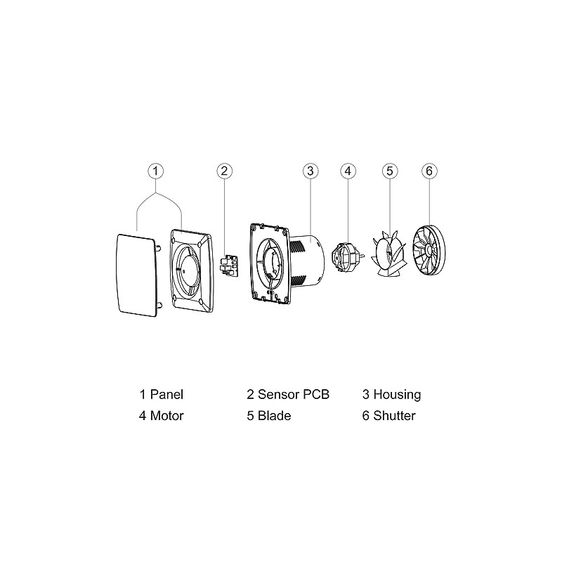 STERR Bathroom Fan 100 mm with Moisture Sensor Silver Silent