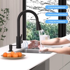 Touchless Kitchen Faucet with Pull-Down Sprayer, Kitchen Sink Faucet Stainless Steel Faucets with Soap Dispensor, Single Handle Hands-Free Sensor Suitable for 1 to 4 Hole Sink, Oil Rubbed Bronze