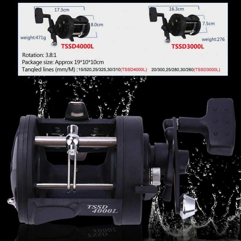 TSSD 3000L TROLLING BOAT FISHING REEL, SPOOLED WITH 30lb CLEAR