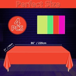 APUXXJUPA Neon Table Cloths - 4 Pcs Multi-Color 51'' x 86'' Glow in The Dark Table Cloths for Neon Party Decorations Glow Party Supplies