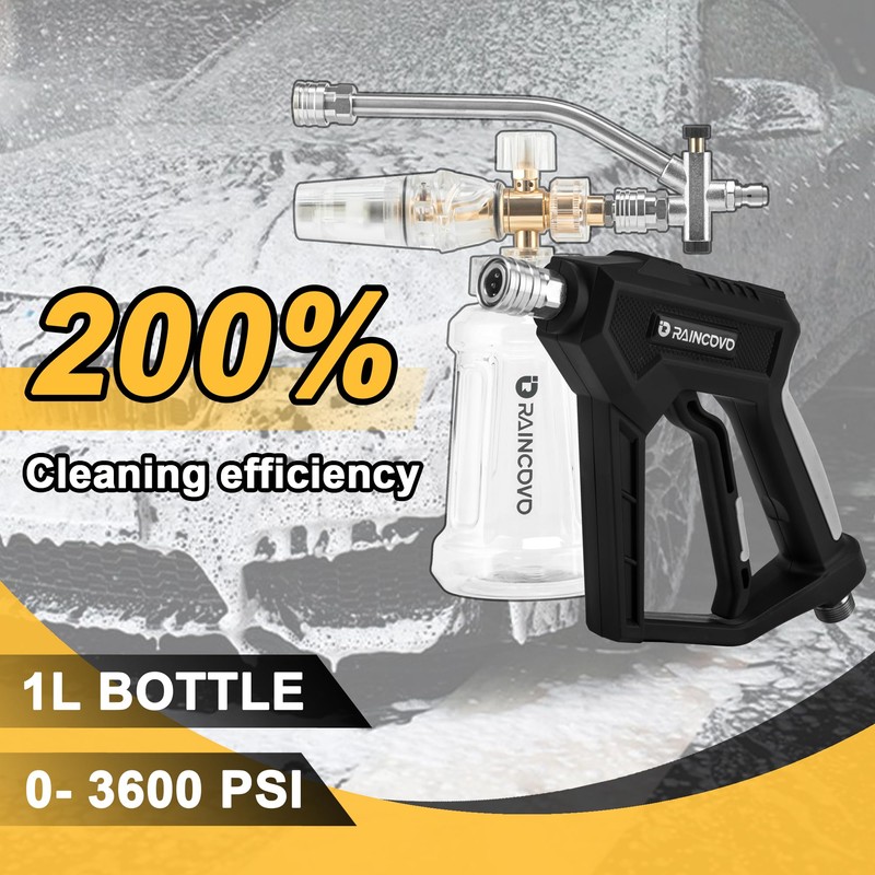 Raincovo Foam Cannon with Short Pressure Washer Gun, Dual Connector