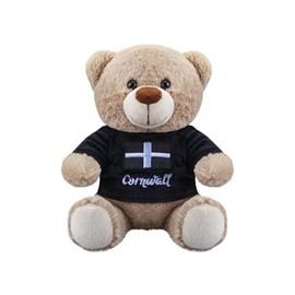 Adorable Brown & Black Plush Bear with Cornwall T-Shirt - 20 cm (1 Pc) - Perfect Souvenir Collectible for Kids & Adults