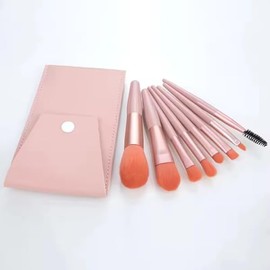 8-Piece Plastic Handle Makeup Brush Set, Assorted Colours (Pink)