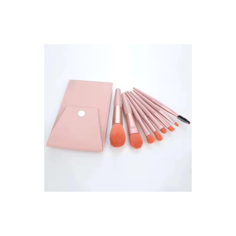 8-Piece Plastic Handle Makeup Brush Set, Assorted Colours (Pink)