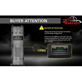 GoAceFit Window Switch for Kia Rio 2012-2015, Front Left Driver Side Master Power Window Control Switches Replacement OE 935701W155 93570-1W155 1S16397