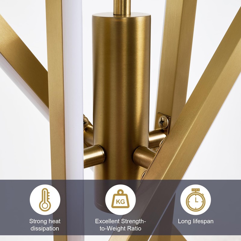 AIRYPHANT Gold Modern LED Chandelier, Dimmable 4 Lights Ceiling Pendant