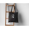 Cute Cat Tote Bag Black, Silver Metallic Print, Cat Gifts