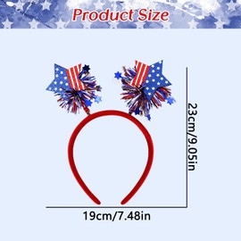 4th of July Headband for Women American Flag Hair Band Independence Day Headwear with Star Red White and Blue Hair Bands Tassel Head Hoop Fourth of July Party Hair Band Patriotic Hair Accessories 1Pcs