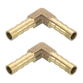 sourcing map 2 Pcs Brass Hose Barb Fitting L Right Angle Elbow Connector Coupler, 1/4" ID Brass Fitting Air Hose Fittings for Connecting Water Fuel Air, Oil Hoses