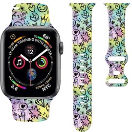 IAMRAVER Compatible with iWatch Band 38mm 40mm 41mm 42mm 44mm 45mm 49mm for Women Girl, Cute Fadeless Replacement Strap for iWatch SE Series 9 8 7 6 5 4 3 2 1 Ultra(Colorful)