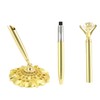 QWORK Gold Diamond Style Metal Pen Holder Set with Smooth