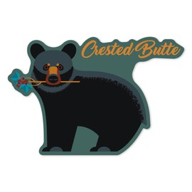 Lantern Press Sticker Crested Butte, Colorado, Black Bear, Geometric, Die Cut Vinyl, (Waterproof Decal for Cars, Water Bottles, Laptops, Coolers), Small