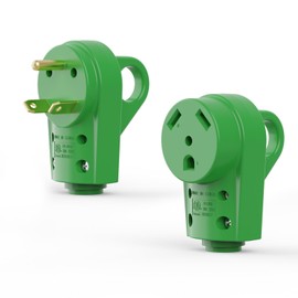 RVGUARD 30 Amp RV Male and Female Plug Kit, NEMA TT-30P & TT-30R RV Replacement Plug, 125V 30 Amp with Disconnect Handle, Green