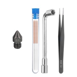 sourcing map 3D Nozzles Kit, 3D Printer MK8 Hardened Steel Wear Resistant Hexagon Nozzles 0.8mm, 5pcs Nozzle Cleaning Needles, with a Socket Wrench and a Tweezer, for 1.75mm Ender3 Series