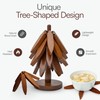 Wooden Tree Trivet Set – 4 Tree-Shaped Coasters & 1