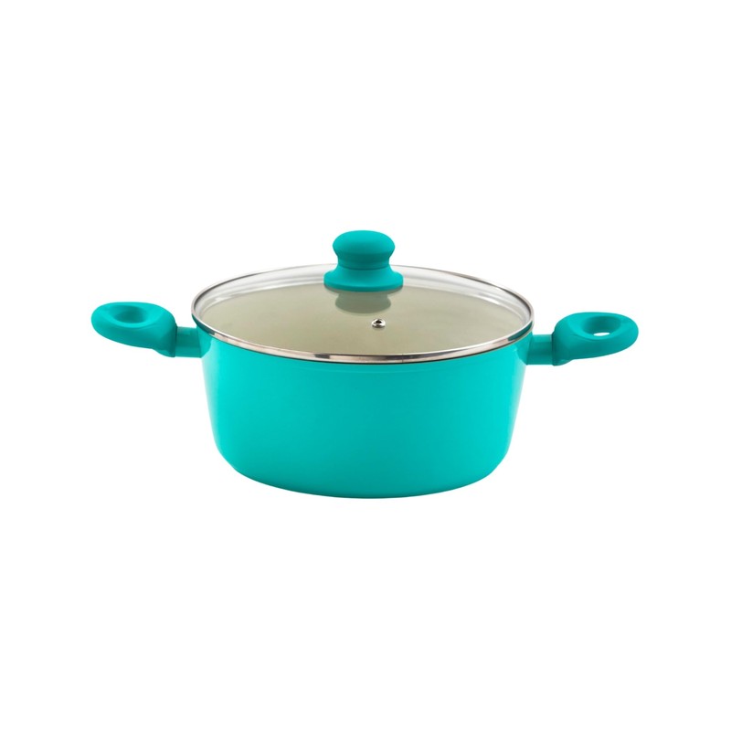 IMUSA USA Teal 3Qt Forged Dutch Oven with Glass Lid,