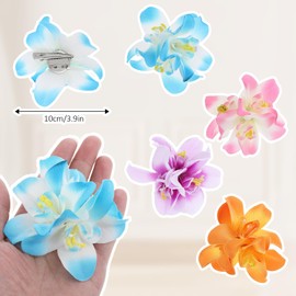 4 Pcs Artificial Flower Hair Clips, Multicolor Bohemian Hawaiian Flower Hairpin Artificial Tropical Flowers Hair Accessories for Seaside Holiday Beach Party Bridal Wedding Decorations Women