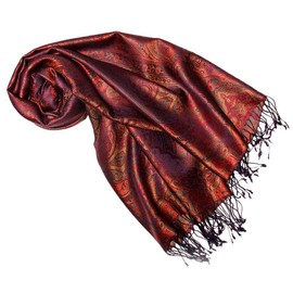 Lorenzo Cana Luxury Pashmina Scarf Jacquard Woven 100% Silk Paisley Pattern Multicoloured 70 x 190 cm - 70 x 190 cm