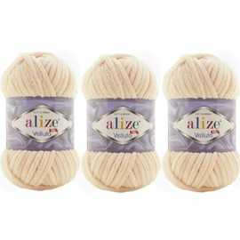 Alize Velluto Baby Blanket Yarn 100% Micro Polyester 3 Pack 225 Metres 3 x 100g Yarn Weight Super Bulky 6 (310 Honey)