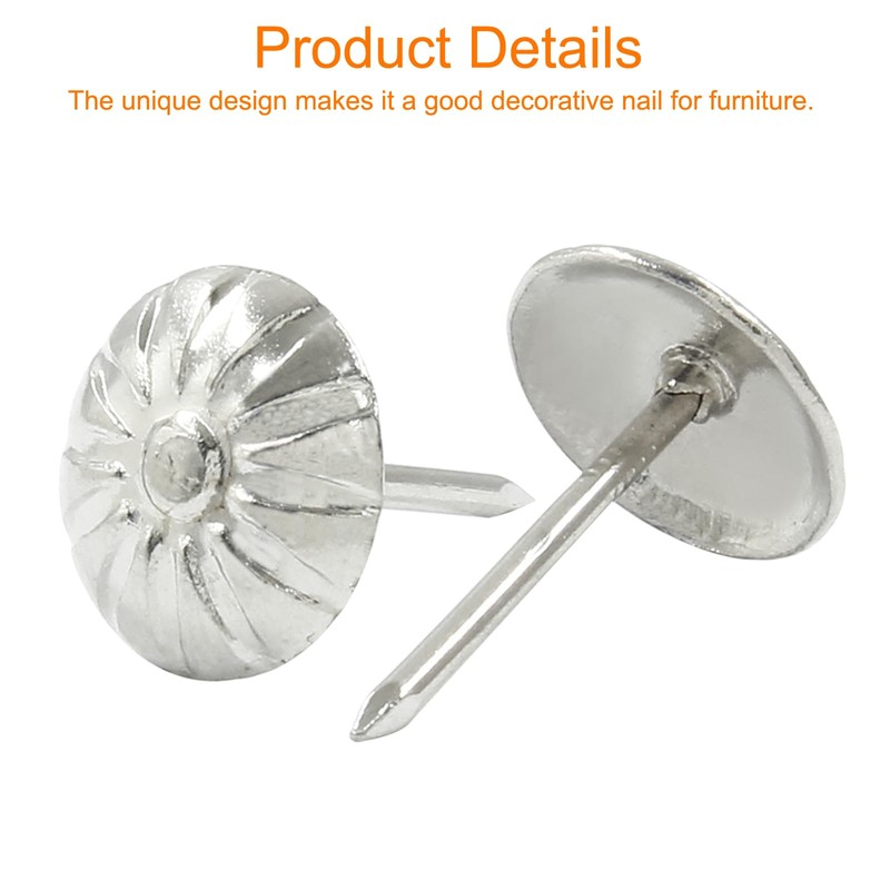 Auvotuis 100PCS Silver Upholstery Decorative Tacks, Antique Furniture DIY Nails