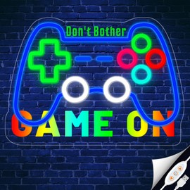 Game On Neon Sign Gamer Neon Light Signs,GamePad Shaped Led Neon Sign For Teen Boys Room Decor,Kid Gifts,Man Cave,Gamer Zon