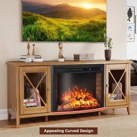 RELAX4LIFE 26’’ Curved Electric Fireplace Insert, Recessed Fireplace Heater Inserts w/Adjustable Flame Color & Brightness, Overheat Protection, Timer, Remote Control, 750W/1500W for Indoor Living Room