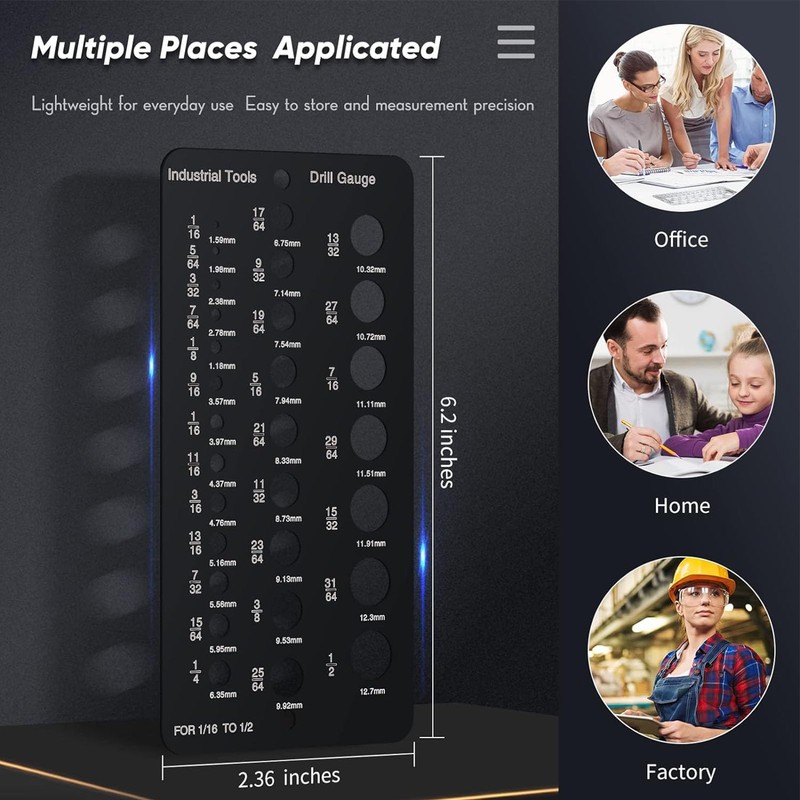 29 Hole Drill Gauge, Dual Measurement Scale, Quick and Easy