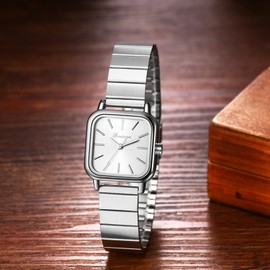 Avaner Women's Square Bracelet Watches: Stainless Steel Strap Analog Quartz Simple Design Elegant Wrist Watches