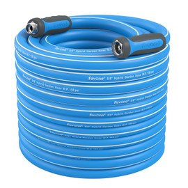 Fevone Garden Hose 105 ft x 5/8 ", Heavy Duty Water Hose with Rotatable Grip Handle, Easy to Connect, Fits Hoses/Pipes of All Replacement/Replaceable Parts, Solid Aluminum Fittings - Zero Leak