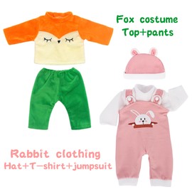 ebuddy 2 Sets Baby Doll Clothes Includes Romper Outfits Hat for 43 cm / 17 Inch Newborn Baby Dolls (Not a Doll)