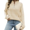 VIMPUNEC Womens 2025 Fall Mock Neck Pullover Quarter Zip Waffle