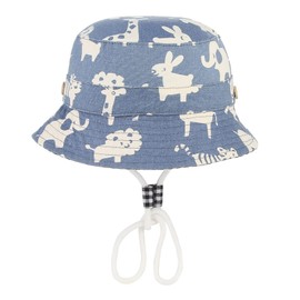 GEMVIE - Fishing Hat Blue Children 3 Months - 8 Years Print Model Animals Light Blue Sun Hat Anti-UV Foldable Cotton Outdoor Hat Blue Small, blue