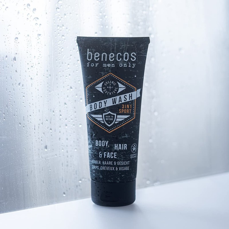 benecos Organic Cosmetics 3-in-1 Shower Gel for Body, Beard Hair