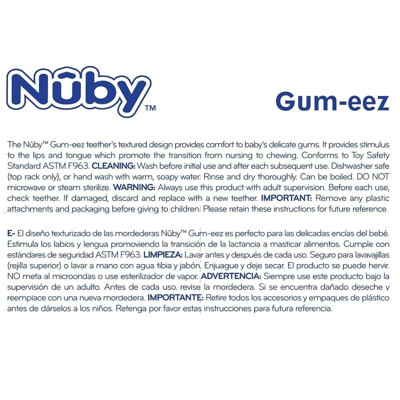 Nuby 2-Pack Gum-EEZ Pacifier Teethers, Colors May Vary