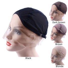 Lace Front Wig Cap for Making Wigs with Adjustable Strap Glueless Weaving Wig Caps Lace Hairnet (Black M 54 cm)