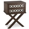 Leick 2 Drawer Diamond Mirrored Accent End Table in Walnut