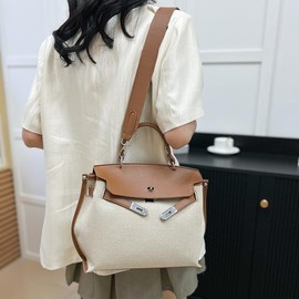 Women Top Handle Satchel Purse Handbag Designer Crossbody Tote Bag Trendy Canvas Shoulder Bag with 2 Detachable Straps