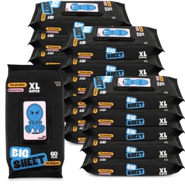 Bulk XL Flushable Wipes, 18 Packs of Wipes Flushable Pack contain 60 Pipes Each, Perfect Wet Wipe Flushable for Everyday Hygiene and Travel, Ultimate Flushable Wipes for Adults, Women and Men
