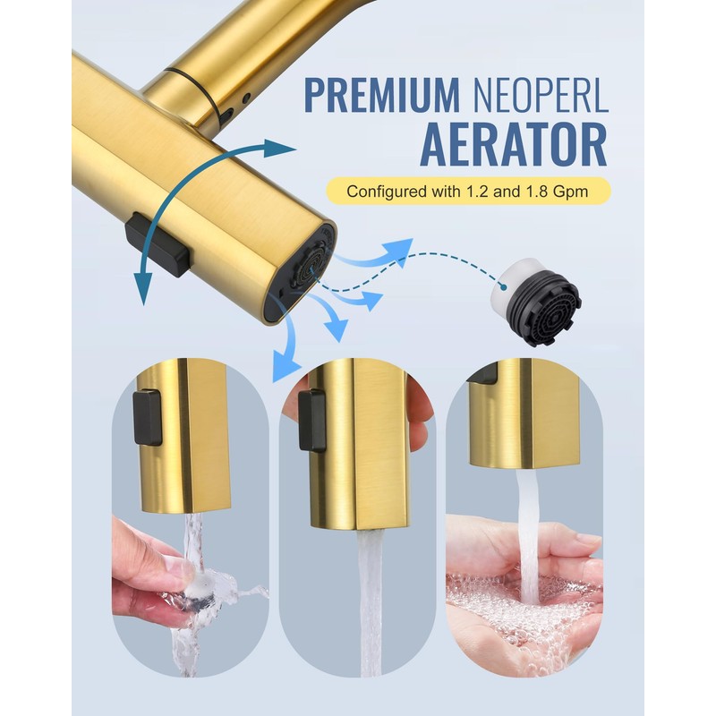 ALEASHA Bar Sink Faucet Single Hole, 3 Water Modes Wet