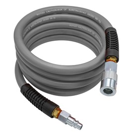 YOTOO Hybrid Lead-in Air Hose 1/2-Inch by 10-Feet 300 PSI Heavy Duty, Lightweight, Kink Resistant, All-Weather Flexibility with 3/8" Industrial Quick Coupler and Plug, Gray