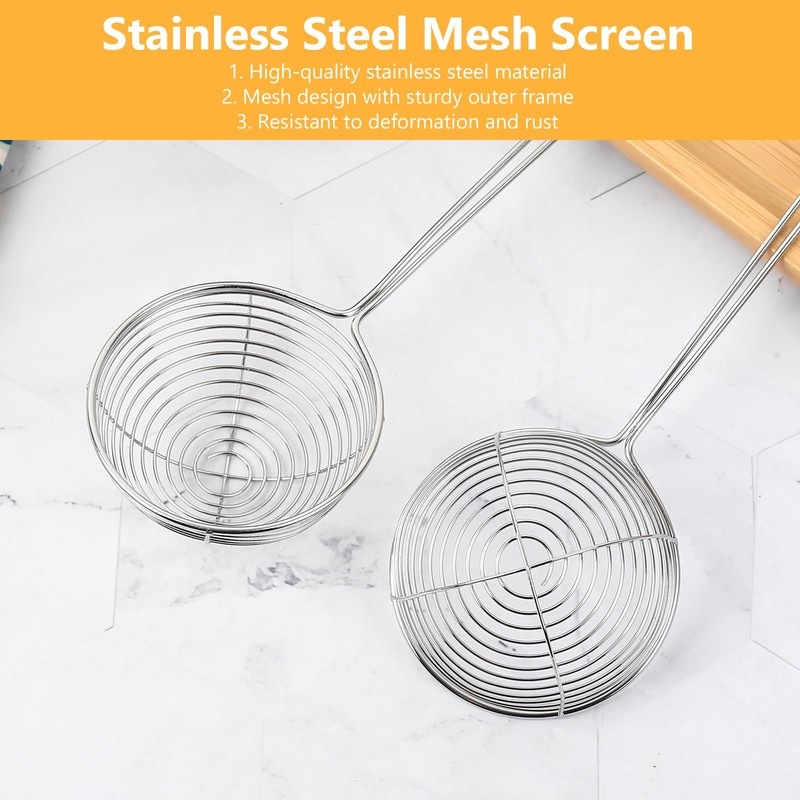 10 Pcs Kitchen Spider Strainer Spoon, Fine Mesh Skimmer