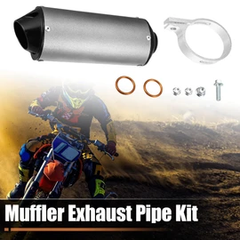 X AUTOHAUX 28mm 1.1 inch Exhaust Silencer Muffler with Clamp Gasket for 50cc 110 125cc Thumpstar Coolster Chinese Taotao Pit Dirt Bike CRF XR SSR TTR YCF ATV Quad 4 Wheeler Dune B Black